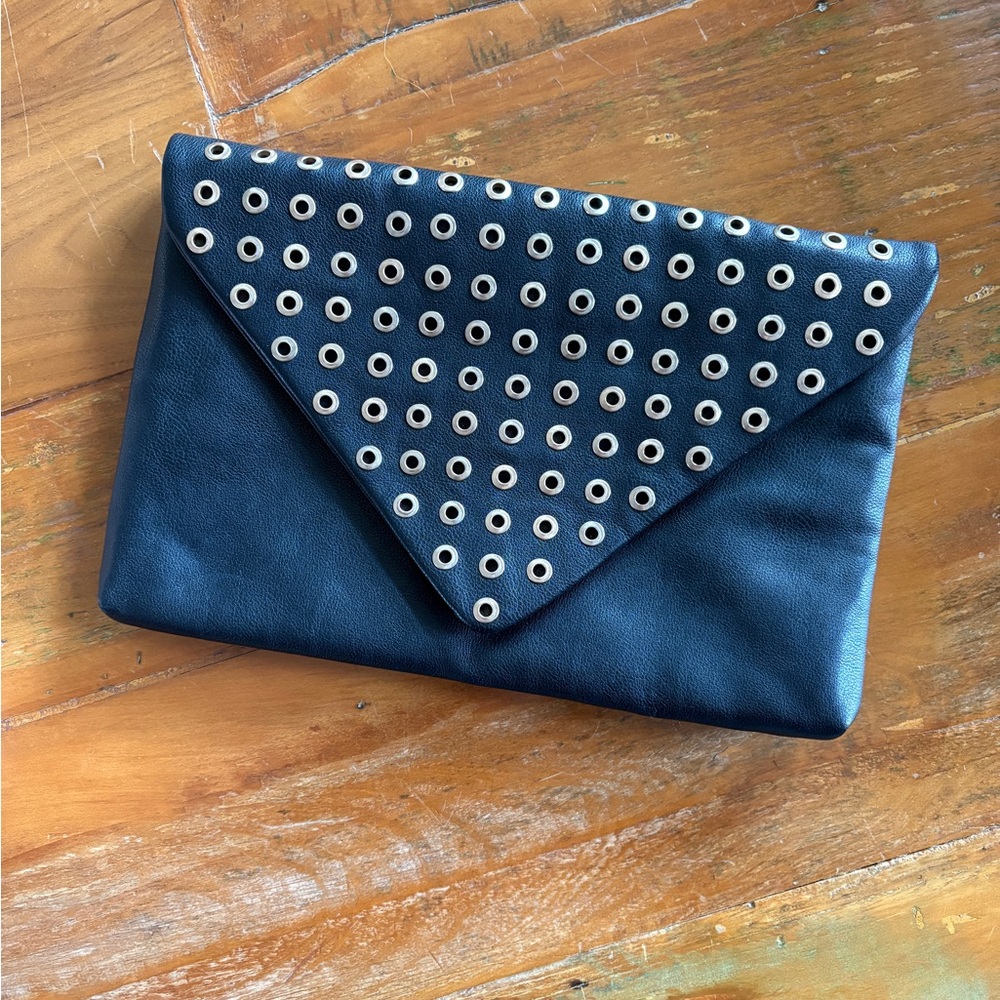 Black Aldo Clutch with Gold Studs